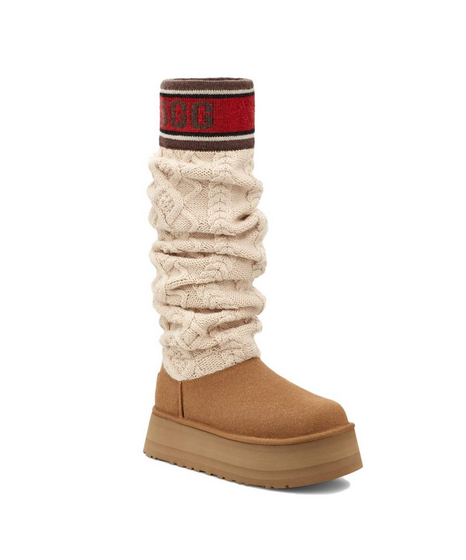 UGG Classic Sweater Letter Tall Boot 1144044 Brązowe - obrazek 3