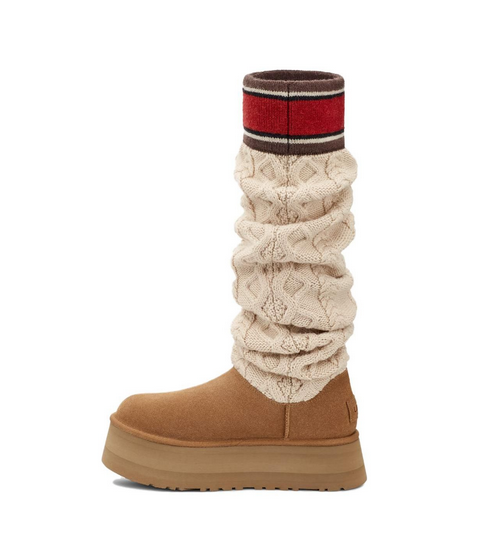 UGG Classic Sweater Letter Tall Boot 1144044 Brązowe